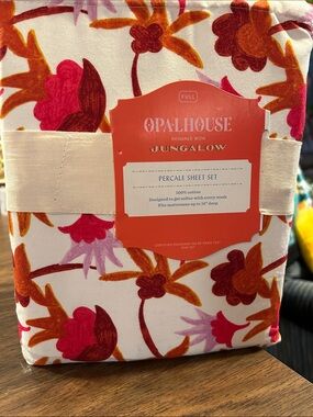 Opalhouse Floral Percale Sheet Set in Pink, Orange and Cream